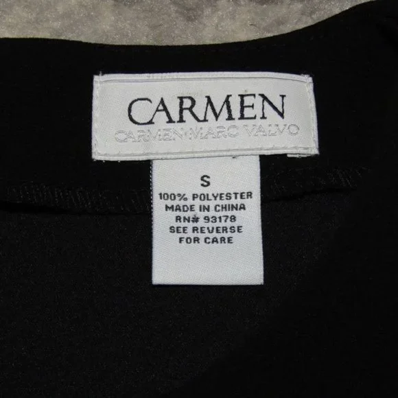 NA Carmen Marc Valvo Black Side Eyelet Shrunken Sleeveless Dress Top Sz S - Picture 5 of 9